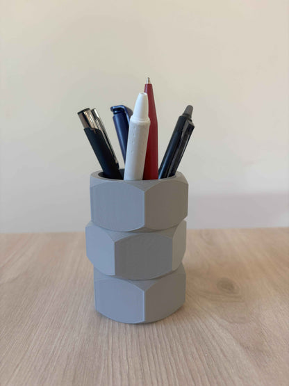 Porte-Stylos Écrou Imprimé 3D - Design Industriel Mécanique